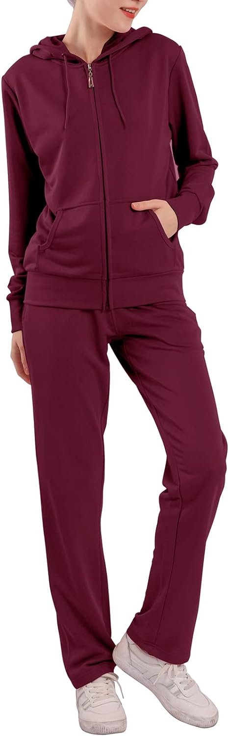 Womens Sweatsuits Set 2 Piece Jogging Suits Zip Hoodie Sweatpants Tracksuit Training Outfits