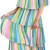 Women's Off The Shoulder Ruffles Summer Valentines Day Loose Casual Chiffon Long Party Beach Maxi Dress