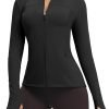 Workout Jackets for Women Full Zip Athletic Running Track Jacket with Pockets Slim Fit Yoga Jacket with Thumb Holes