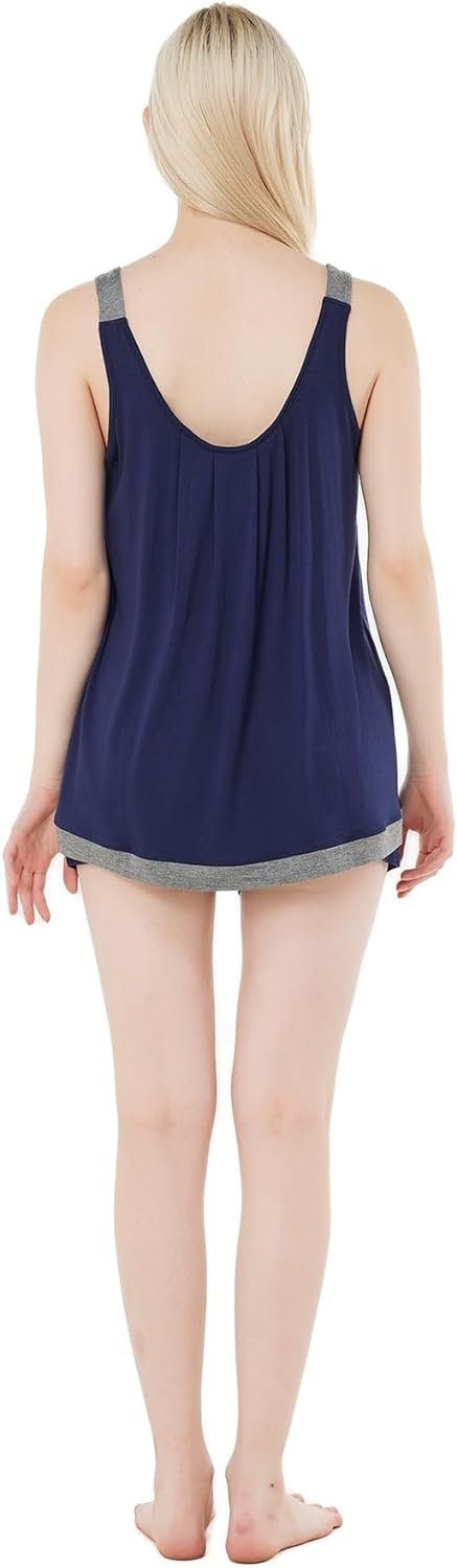 Pajamas-Set Womens-Bamboo Soft-Sleepwear Vest-Shorts - Super Soft Pjs Set