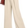 Women's Wide Leg Dress Pants High Elastic Waisted in The Back Business Work Causal Trousers Long Straight Suit Pants