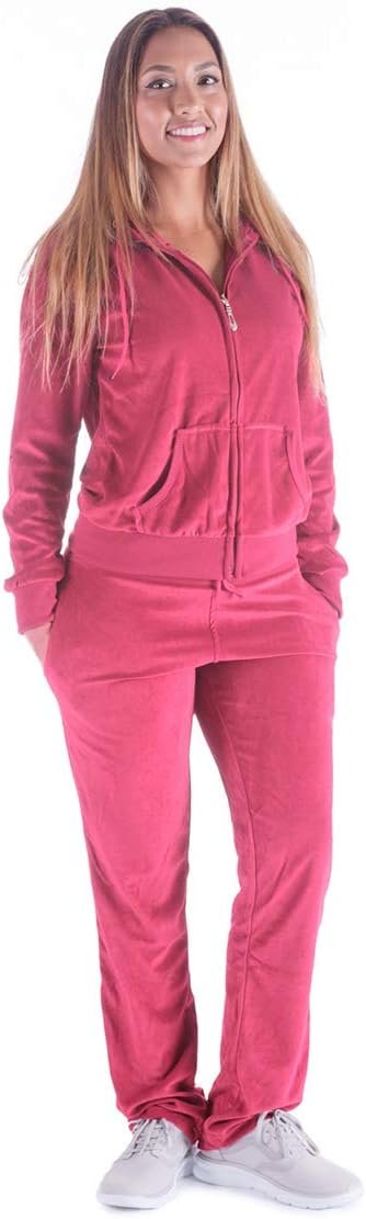 51HEzqS3mkL._AC_SL1200 Womens Jogging Suits Sets Running Velour Outfit Zipper Warm Up 2 Pieces Hoodie and Pant Tracksuit