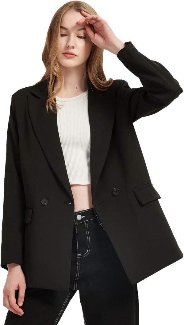 Women's Casual Long Sleeve Lapel Oversized Button Work Office Blazer Suit Jacket