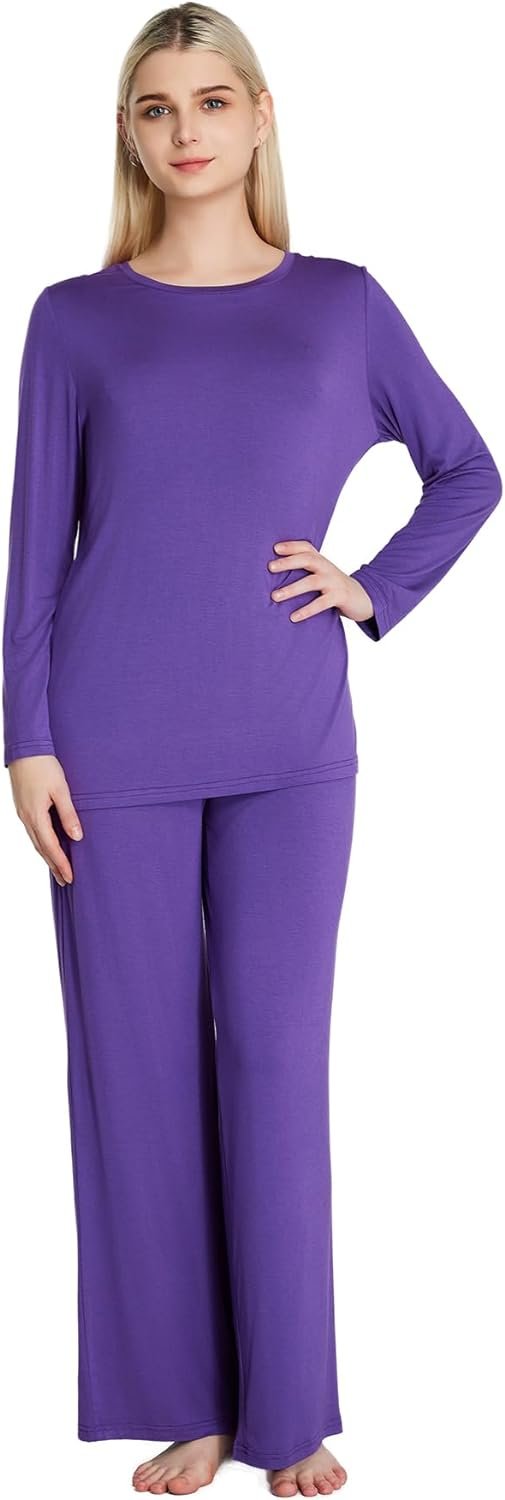 Loungewear Set pajamas Womens sleepwear Bamboo Viscose Long Sleeve t shirt Long Pants Super Soft Novelty Pjs Set
