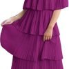Women's Off The Shoulder Ruffles Summer Valentines Day Loose Casual Chiffon Long Party Beach Maxi Dress