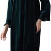 Women's Long Sleeve Nightgown Velvet Sleep Dress Ruffle Crew Neck Mid-length Nightdress