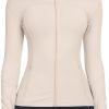 Workout Jackets for Women Full Zip Athletic Running Track Jacket with Pockets Slim Fit Yoga Jacket with Thumb Holes