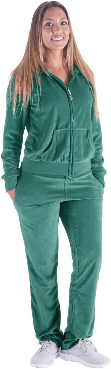 51XSbW01PAL._AC_SL1200 Womens Jogging Suits Sets Running Velour Outfit Zipper Warm Up 2 Pieces Hoodie and Pant Tracksuit