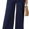 Womens Wide Leg Lounge Pants High Waisted Business Work Casual Pants Adjustable Tie Knot Loose Trousers with Pocket