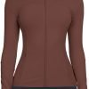 Workout Jackets for Women Full Zip Athletic Running Track Jacket with Pockets Slim Fit Yoga Jacket with Thumb Holes