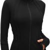 Womens Sports Running Yoga Jacket Slim Fit Full Zip Track Jacket Turtleneck Workout Jacket