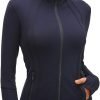 Womens Sports Running Yoga Jacket Slim Fit Full Zip Track Jacket Turtleneck Workout Jacket