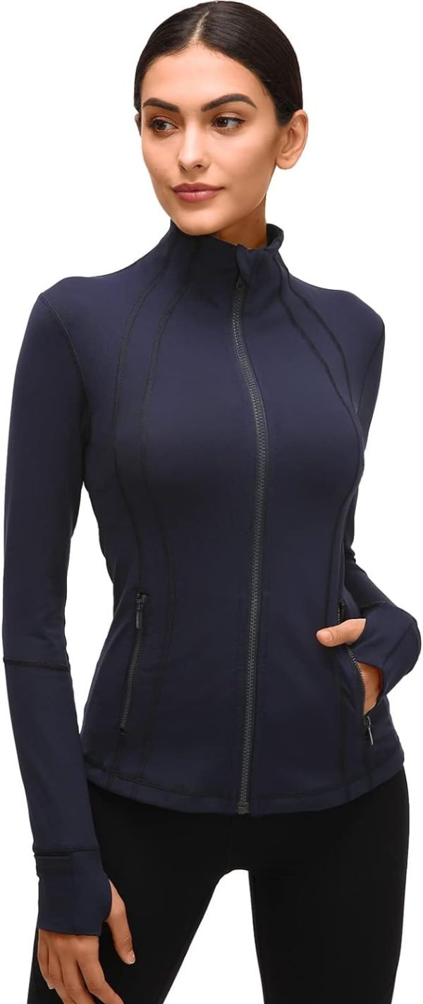 Womens Sports Running Yoga Jacket Slim Fit Full Zip Track Jacket Turtleneck Workout Jacket