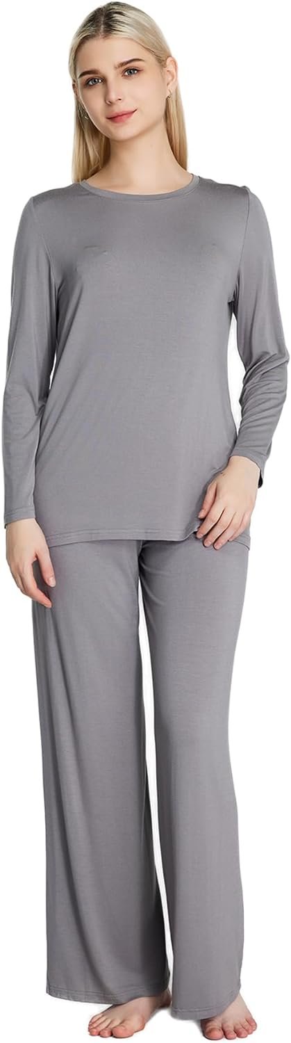 Loungewear Set pajamas Womens sleepwear Bamboo Viscose Long Sleeve t shirt Long Pants Super Soft Novelty Pjs Set