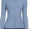 Workout Jackets for Women Full Zip Athletic Running Track Jacket with Pockets Slim Fit Yoga Jacket with Thumb Holes