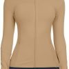 Workout Jackets for Women Full Zip Athletic Running Track Jacket with Pockets Slim Fit Yoga Jacket with Thumb Holes