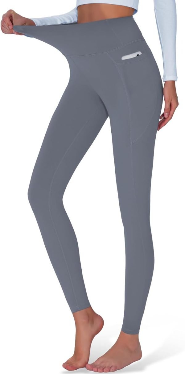 High Waisted Yoga Pants with Pockets, Tummy Control Workout Athletic Yoga Leggings for Women