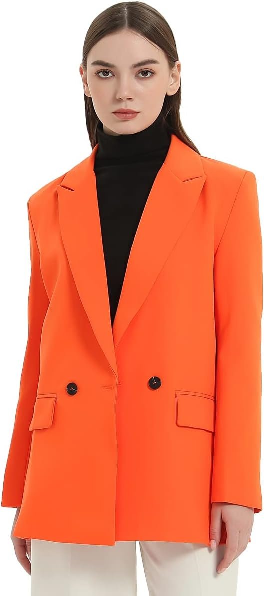 Women's Casual Long Sleeve Lapel Oversized Button Work Office Blazer Suit Jacket