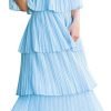 Women's Off The Shoulder Ruffles Summer Valentines Day Loose Casual Chiffon Long Party Beach Maxi Dress