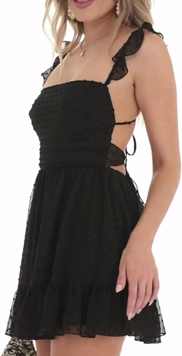 Women Graduation Dress Spaghetti Straps Sleeveless Short Dresses Y2k Low Cut Bodycon Going Out A-Line Mini Dress