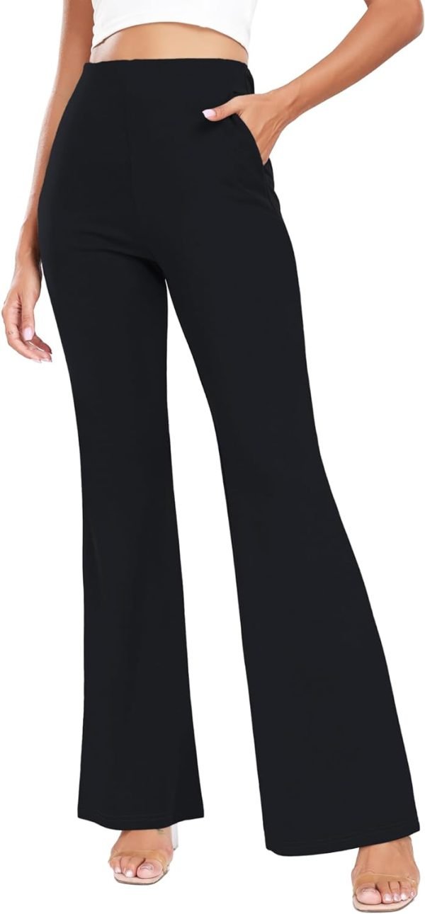 Women's High Waist Casual Wide Leg Pants, Button Dress Pants for Women, Work Pants with Pockets for Women Office.