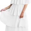 Women's Off The Shoulder Ruffles Summer Valentines Day Loose Casual Chiffon Long Party Beach Maxi Dress