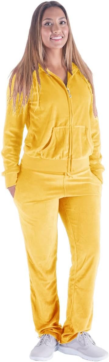 51izrAdMOnL._AC_SL1200 Womens Jogging Suits Sets Running Velour Outfit Zipper Warm Up 2 Pieces Hoodie and Pant Tracksuit