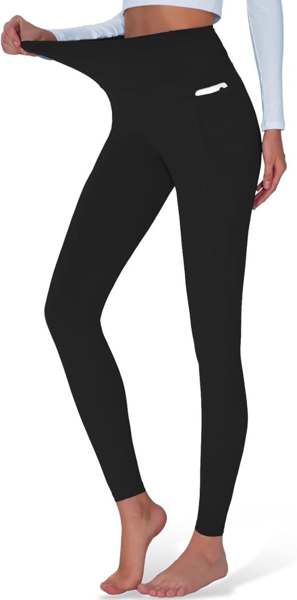 High Waisted Yoga Pants with Pockets, Tummy Control Workout Athletic Yoga Leggings for Women