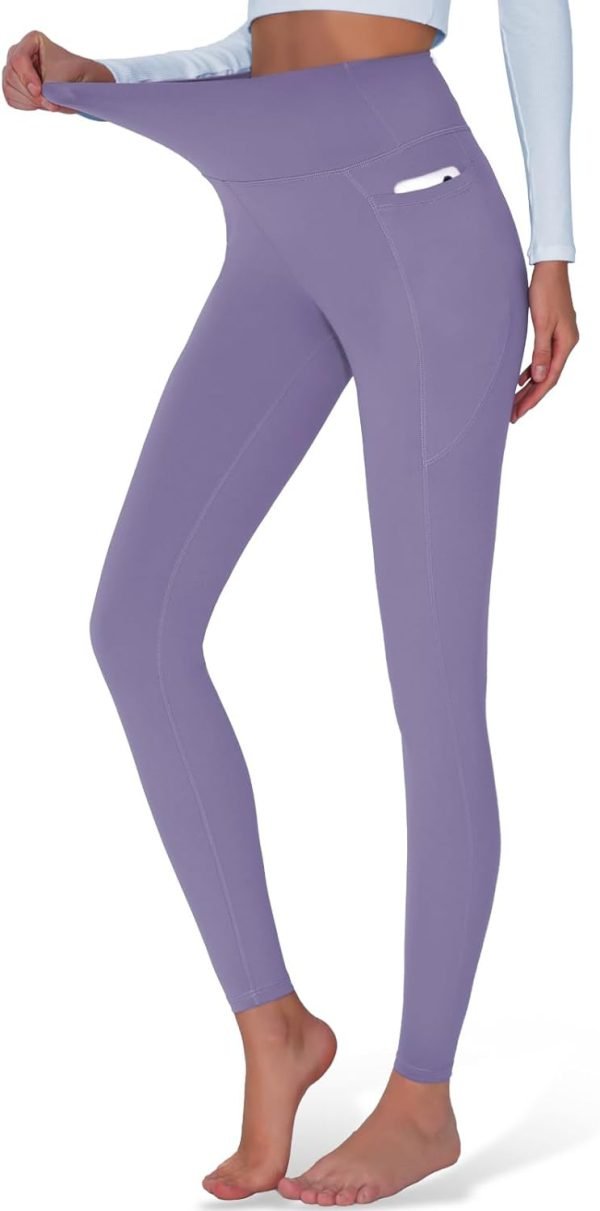 High Waisted Yoga Pants with Pockets, Tummy Control Workout Athletic Yoga Leggings for Women
