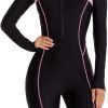Women's One Piece Long Sleeve Rash Guard Knee High Bathing Suits Swimsuit Sport Surfing Wear Athletic Swimwear