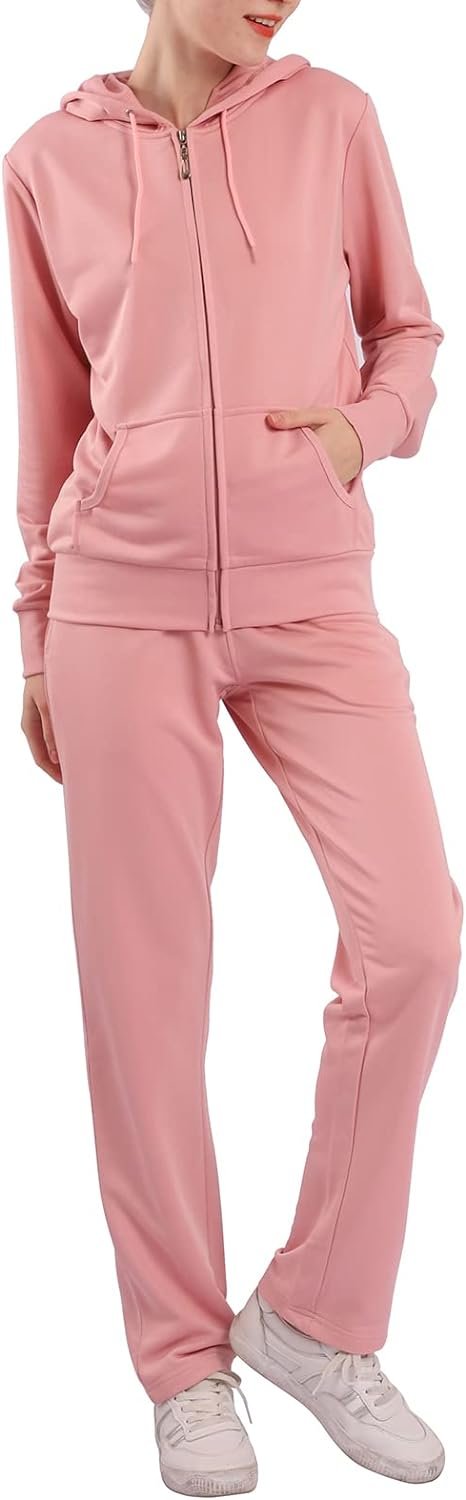 Womens Sweatsuits Set 2 Piece Jogging Suits Zip Hoodie Sweatpants Tracksuit Training Outfits