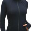 Womens Sports Running Yoga Jacket Slim Fit Full Zip Track Jacket Turtleneck Workout Jacket