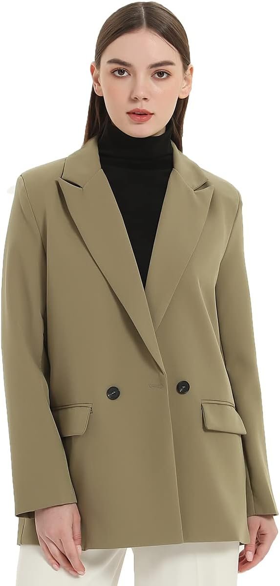 Women's Casual Long Sleeve Lapel Oversized Button Work Office Blazer Suit Jacket