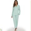 Womens Bamboo Pajama Set Long Sleeve Button Down, Soft Pj Pants with Pockets, Lightweight Sleepwear Loungewear