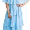 Women's Off The Shoulder Ruffles Summer Valentines Day Loose Casual Chiffon Long Party Beach Maxi Dress