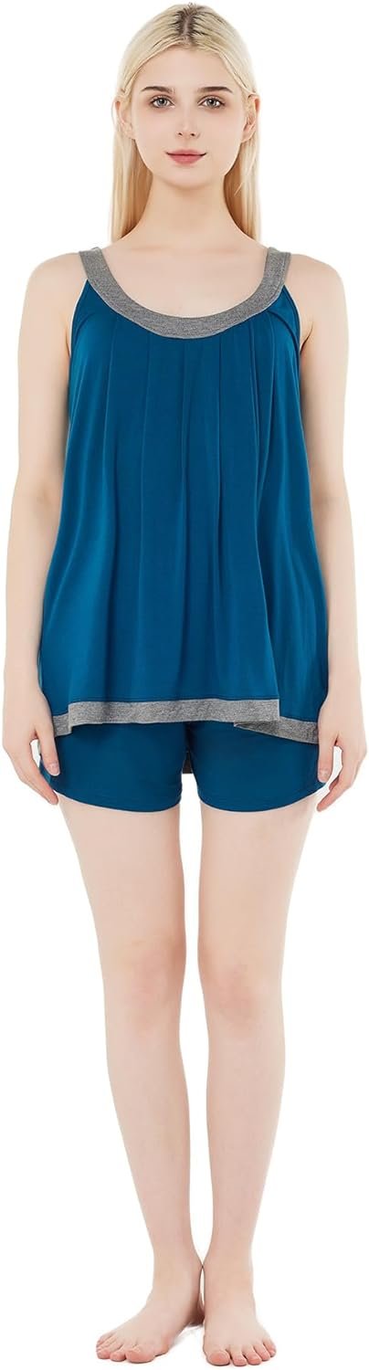 Pajamas-Set Womens-Bamboo Soft-Sleepwear Vest-Shorts - Super Soft Pjs Set