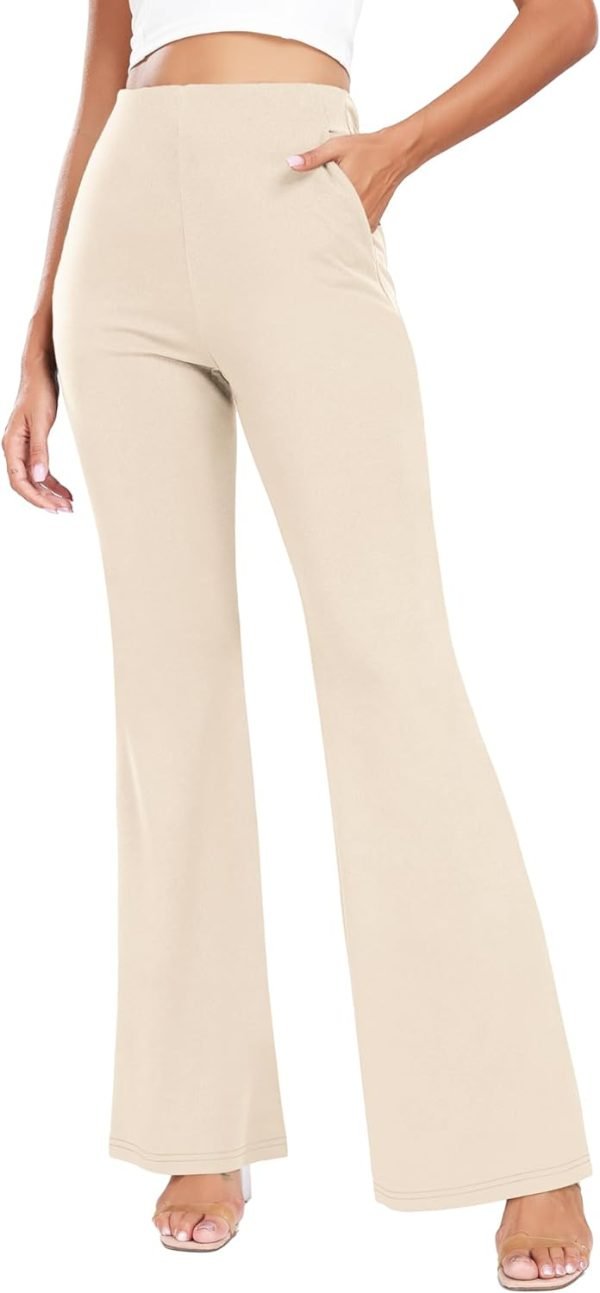 Women's High Waist Casual Wide Leg Pants, Button Dress Pants for Women, Work Pants with Pockets for Women Office.