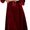 Women's Long Sleeve Nightgown Velvet Sleep Dress Ruffle Crew Neck Mid-length Nightdress