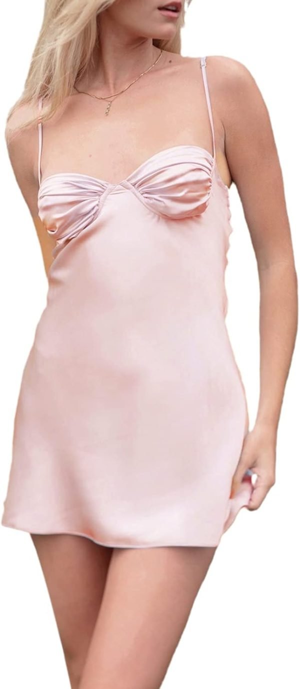 Women Graduation Dress Spaghetti Straps Sleeveless Short Dresses Y2k Low Cut Bodycon Going Out A-Line Mini Dress