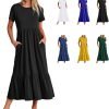61-BH2T77KL._AC_SL1500 Womens Summer Dresses Casual Short Sleeve Crewneck Swing Dress Casual Tiered t Shirt Dress with Pockets 2024 Trendy Outfits
