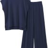 2 Piece Outfits for Women Sweater Sets Knit Vest Tops Elastic Waisted Pants