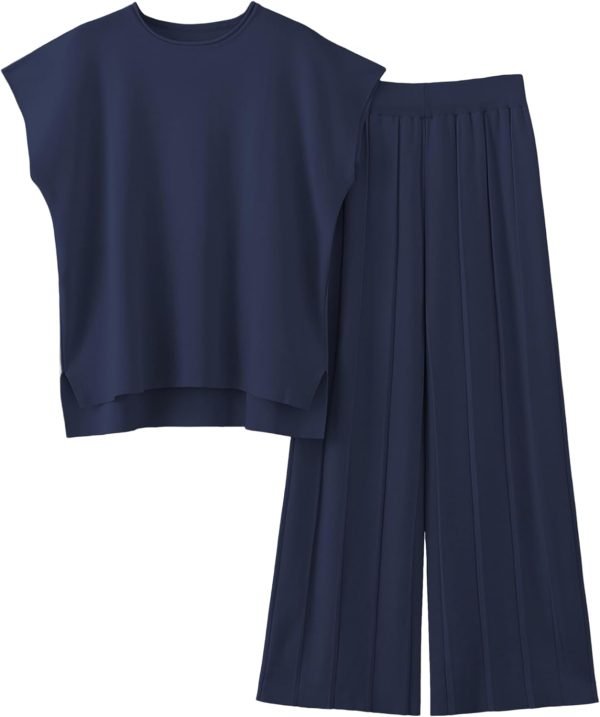 2 Piece Outfits for Women Sweater Sets Knit Vest Tops Elastic Waisted Pants