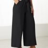 Womens Wide Leg Lounge Pants High Waisted Business Work Casual Pants Adjustable Tie Knot Loose Trousers with Pocket