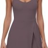 Tennis Dress for Women U Neck Athletic Dress with Built in Shorts and Bra for Sleeveless Side Slit Flare Mini Dresses