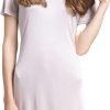 Women's Silk Nightgown Short Sleeve Pure Mulberry Silk Sleepshirt Scoop Neck Nightshirt Sleepwear