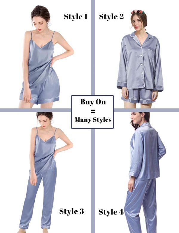 613cM6afH2L._AC_SL1500 6Pcs Womens Silk Satin Pajama Sets Pj Sets Long Pjs Set Pajamas Sleepwear Camisole Sexy Cami