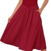 Women Off Shoulder Midi Dress Strapless Sleeveless Drop-Waist A Line Tube Dress Trendy Summer Swing Patchwork Dress