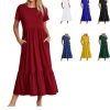 616KZYyJQBL._AC_SL1500 Womens Summer Dresses Casual Short Sleeve Crewneck Swing Dress Casual Tiered t Shirt Dress with Pockets 2024 Trendy Outfits