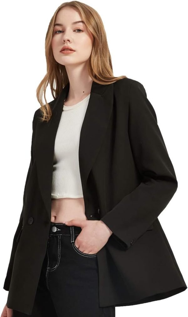 Women's Casual Long Sleeve Lapel Oversized Button Work Office Blazer Suit Jacket