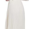 Business Casual Shirt Dress for Women Long Sleeves Pleated Midi Dresses with Belt